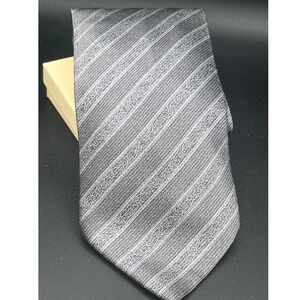 Brioni Grey Silver Diagonal Stripe Filigree Silk Tie Handmade Italy dis n 1063